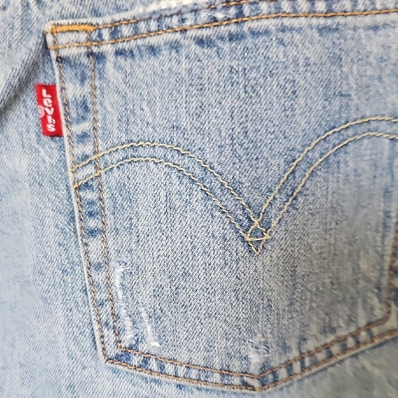 Levis 501 CT Size 27 Destroyed Distressed Indie Grunge Trendy Light Blue Jeans - Picture 9 of 14